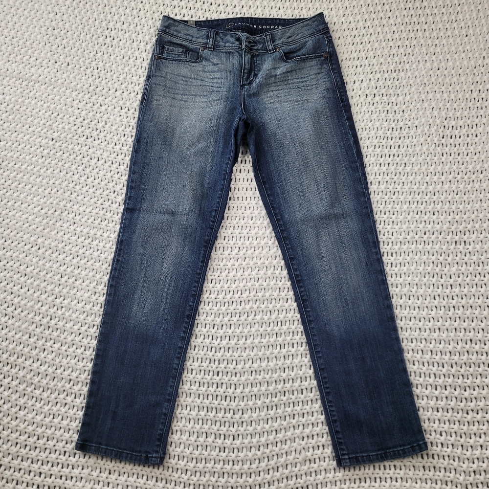 Lauren Conrad Blue Jeans Women's size 4 washed denim button zipper 5 pocket